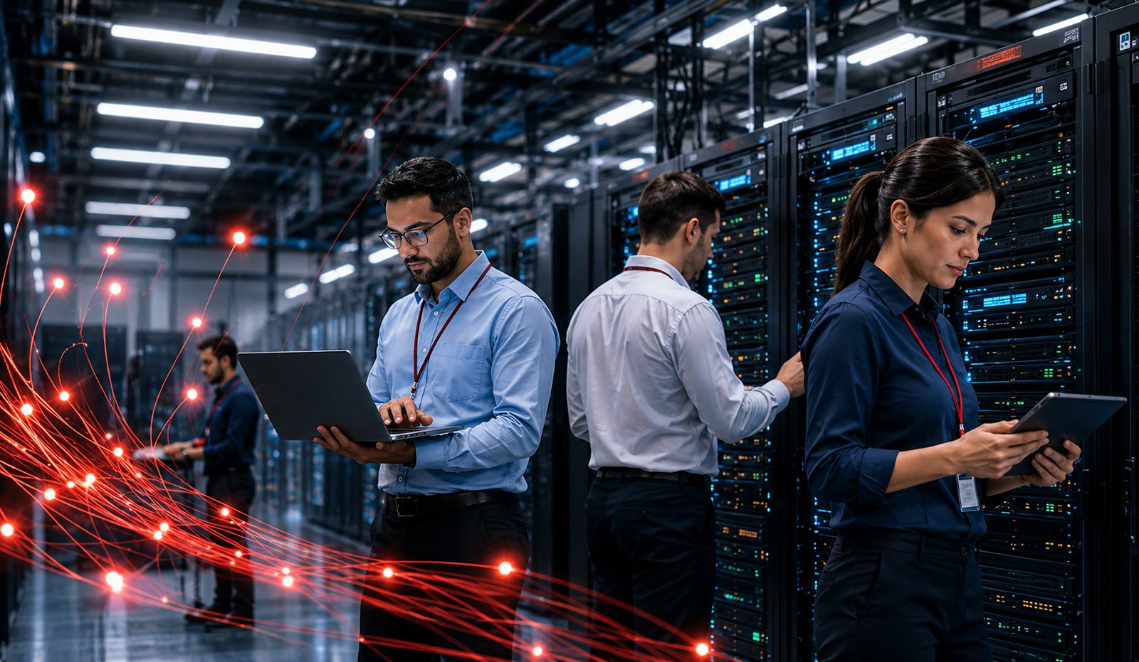 Equipo técnico de Provinet trabajando en el centro de datos