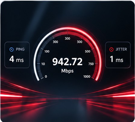 Panel de resultados de un servidor de pruebas de velocidad propio