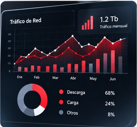 Panel de análisis de tráfico y consumo de red